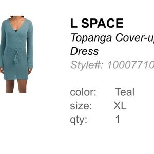 l*space Blue Long Sleeve V-Neck Resort Dress